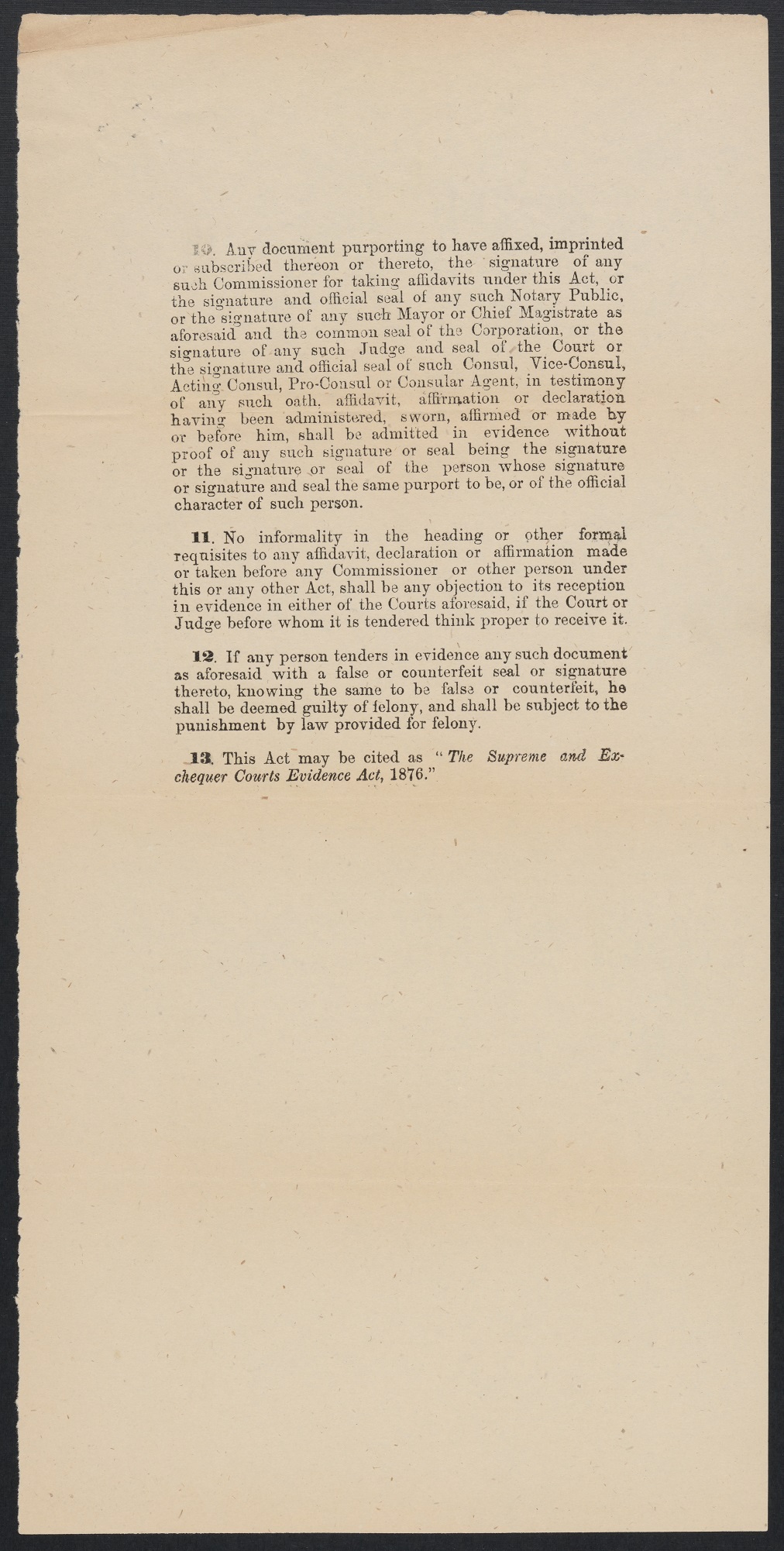 La deuxième page de L’Acte de la Cour Suprême et de l’Échiquier, en anglais.