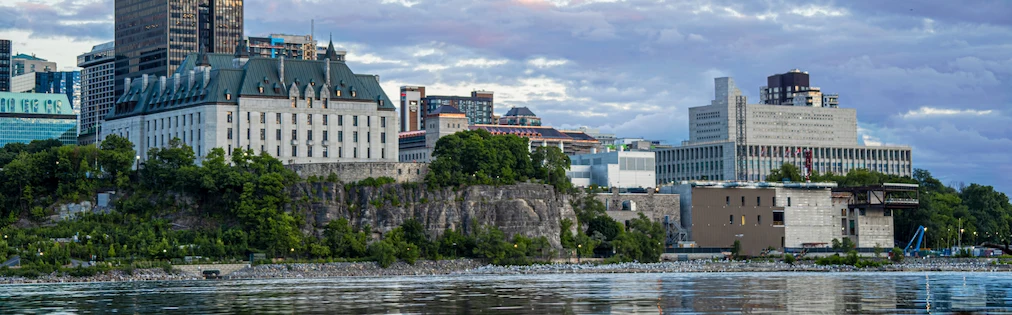 The Supreme Court of Canada building, seen from the Ottawa River