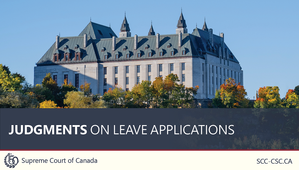 The title 'Judgments on leave applications' over a picture of the Supreme Court building