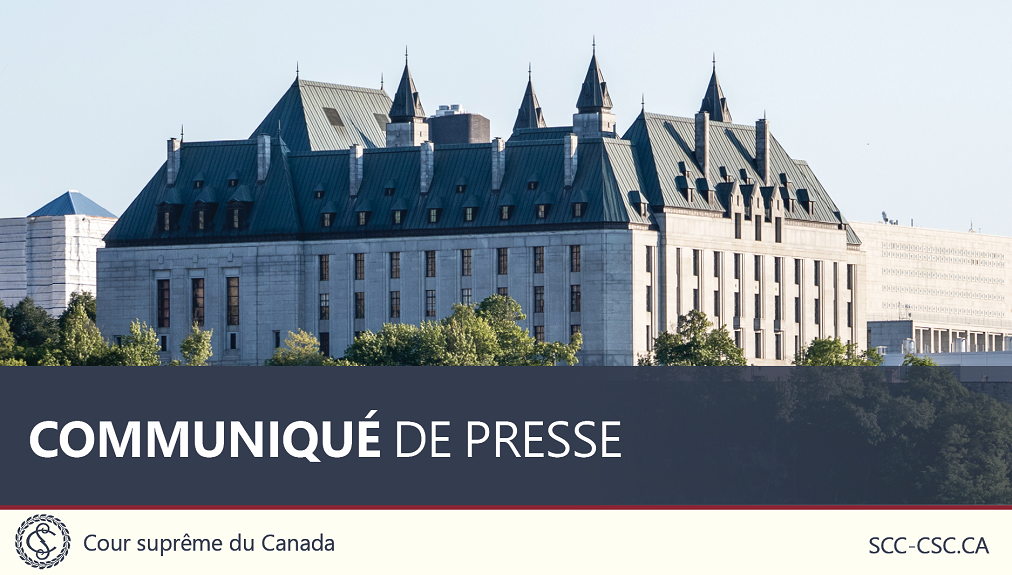 The title ‘News release’ over a picture of the Supreme Court building