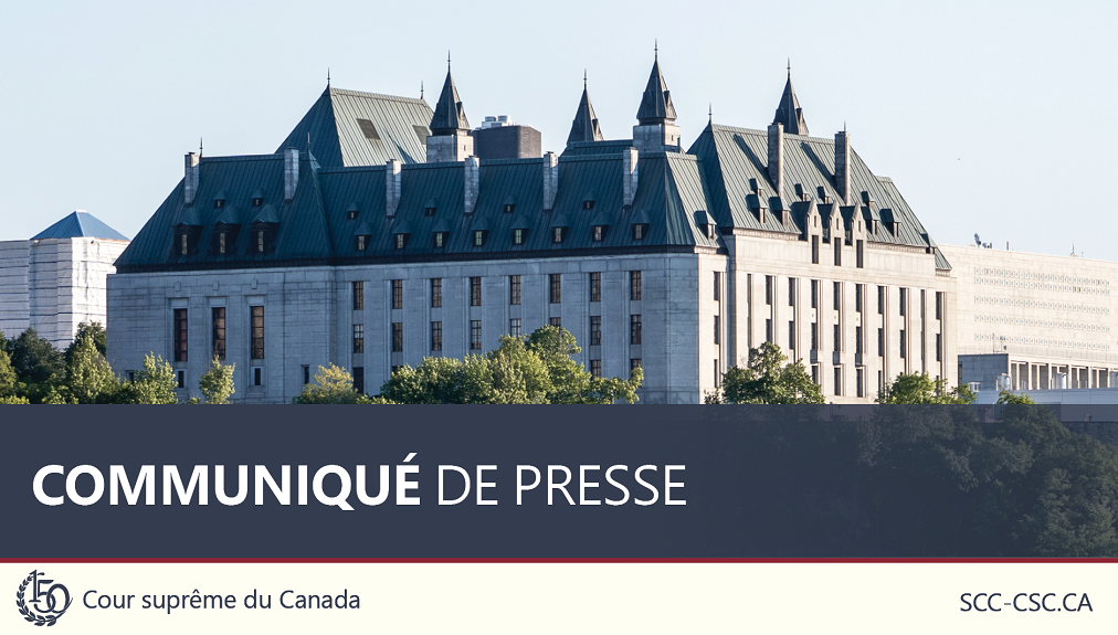 Le titre 'Communiqué de presse', superposé sur une photo de l'édifice de la Cour suprême