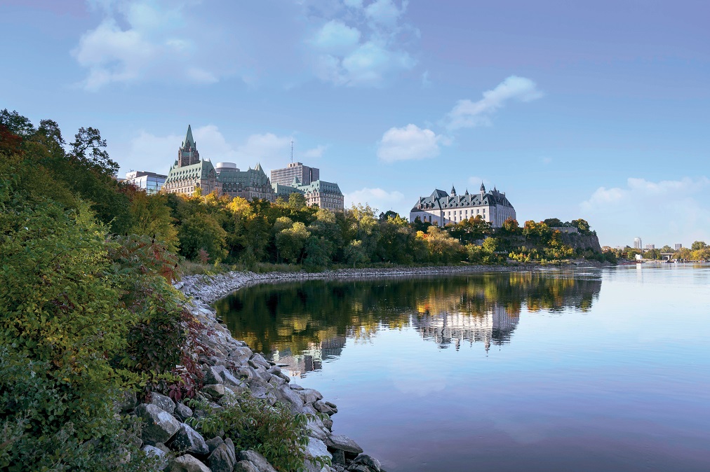 The Supreme Court building seen from the Ottawa River