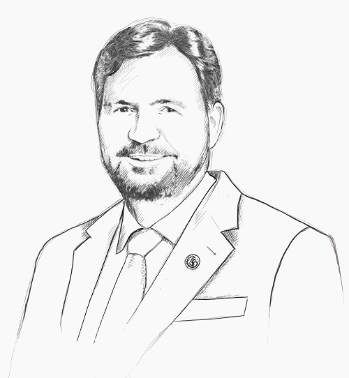 Portrait de style esquisse du juge en chef en tenue d'affaires