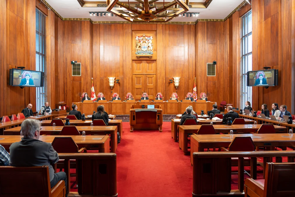 La salle d’audience principale de la Cour suprême du Canada pendant une audience